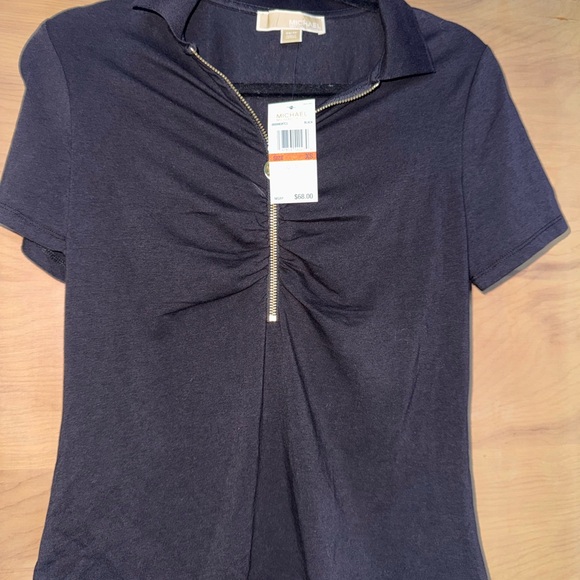 Michael Kors Black Zip-Front Blouse - Picture 1 of 4